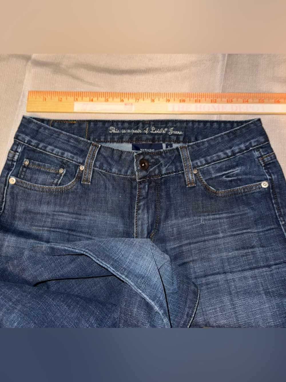 Levi's Dark Blue Denim Jeans Mid Rise Boot 553 - Picture 3 of 9